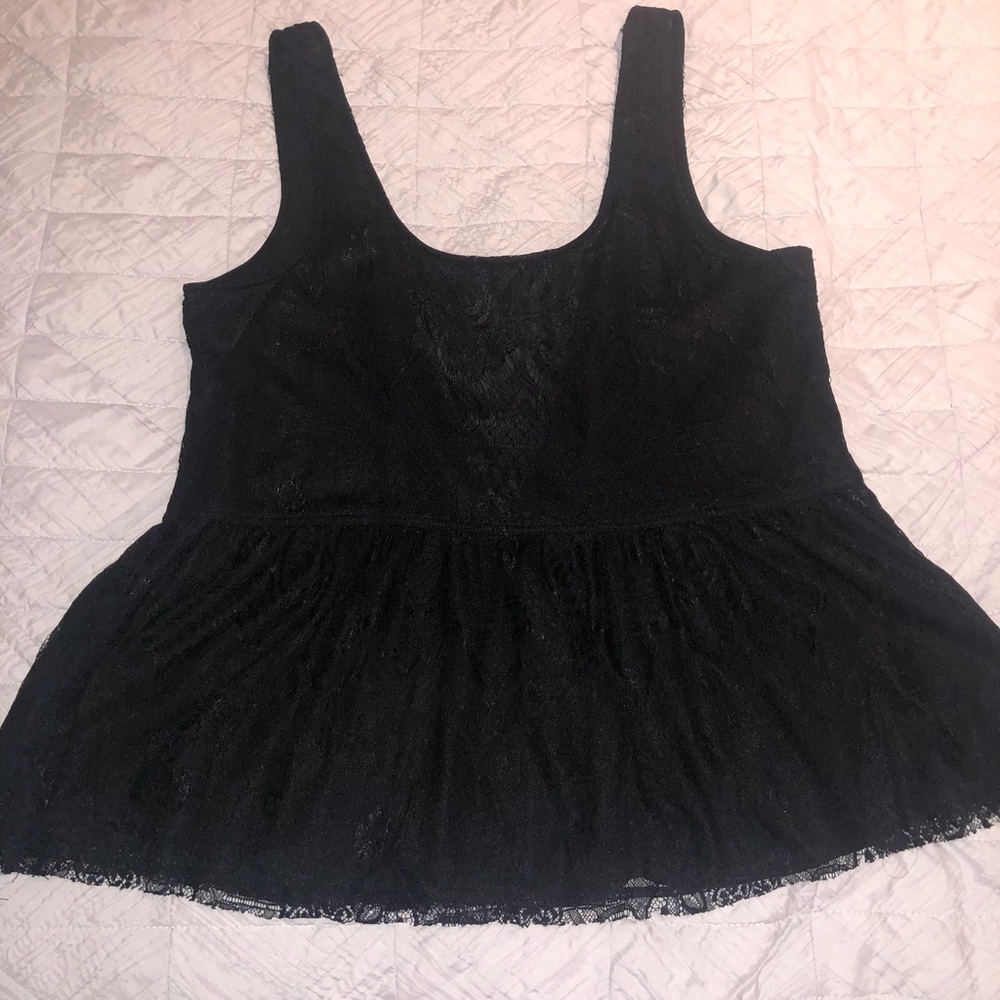 Black lace peplum blouse